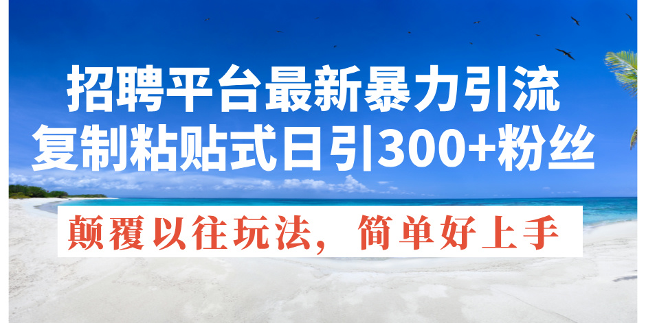 （11538期）招聘平台最新暴力引流，复制粘贴式日引300+粉丝，颠覆以往垃圾玩法，简…-LH资源分享网