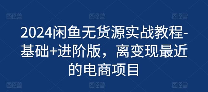 2024闲鱼无货源实战教程-基础+进阶版，离变现最近的电商项目-LH资源分享网