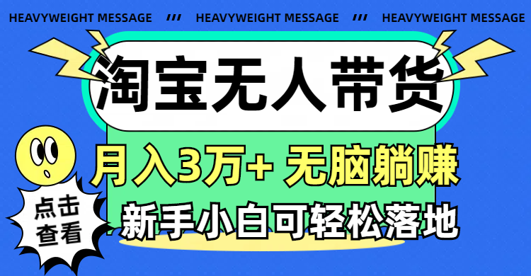 （11574期）淘宝无人带货3.0高收益玩法，月入3万+，无脑躺赚，新手小白可落地实操-LH资源分享网