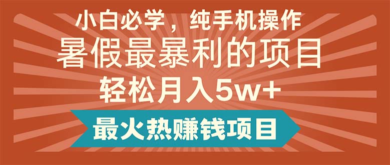 （11583期）小白必学，纯手机操作，暑假最暴利的项目轻松月入5w+最火热赚钱项目-LH资源分享网
