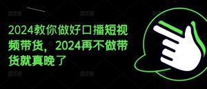 2024教你做好口播短视频带货,2024再不做带货就真晚了-LH资源分享网