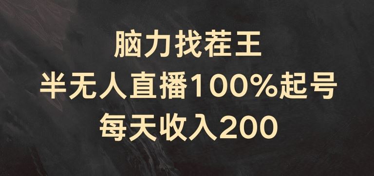 脑力找茬王，半无人直播100%起号，每天收入200+【揭秘】-LH资源分享网