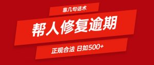 靠几句话术帮人解决逾期日入500＋ 看一遍就会 正规合法-LH资源分享网