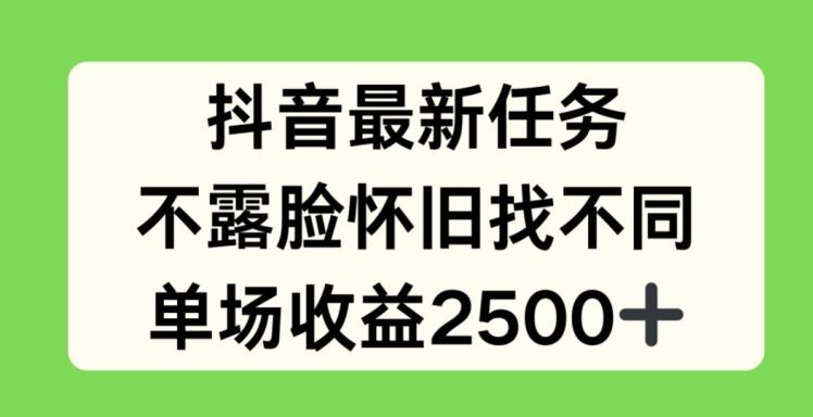 抖音最新任务，不露脸怀旧找不同，单场收益2.5k【揭秘】-LH资源分享网