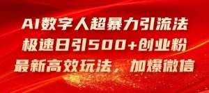 AI数字人超暴力引流法，极速日引500+创业粉，最新高效玩法，加爆微信【揭秘】-LH资源分享网