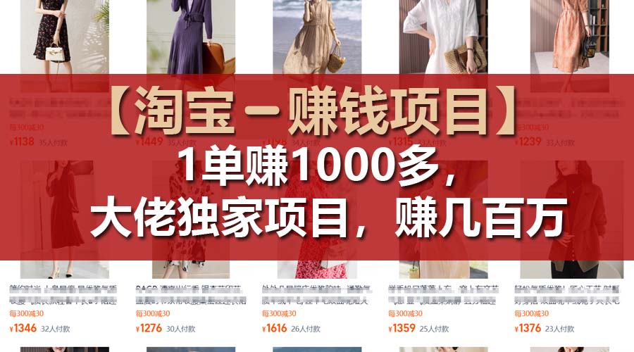 （11685期）【淘宝赚钱项目】1单可赚1000多，大佬独家项目，年赚几百万-LH资源分享网