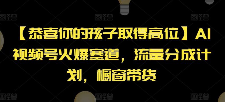 【恭喜你的孩子取得高位】AI视频号火爆赛道，流量分成计划，橱窗带货【揭秘】-LH资源分享网