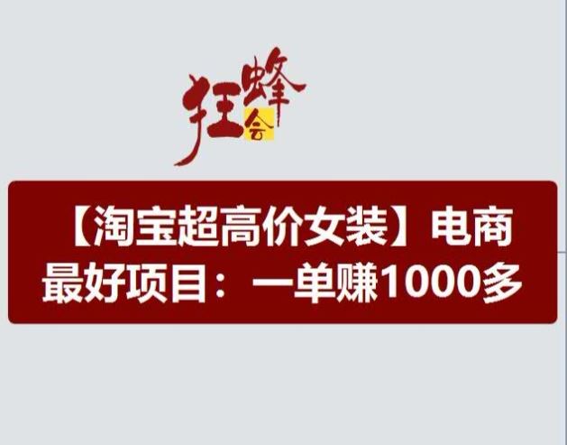 淘宝超高价女装项目，电商最好赛道，一单赚1000多-LH资源分享网