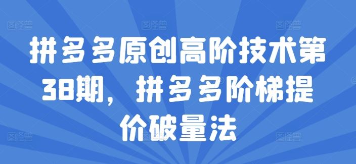 拼多多原创高阶技术第38期，拼多多阶梯提价破量法-LH资源分享网