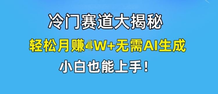 冷门赛道大揭秘，轻松月赚1W+无需AI生成，小白也能上手【揭秘】-LH资源分享网