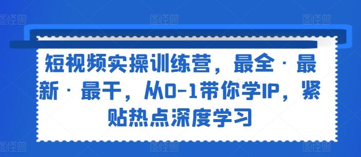 短视频实操训练营，最全·最新·最干，从0-1带你学IP，紧贴热点深度学习-LH资源分享网