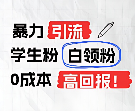 暴力引流学生粉白领粉，吊打以往垃圾玩法，0成本，高回报-LH资源分享网