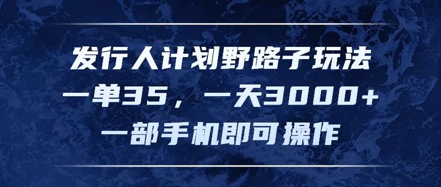 （11750期）发行人计划野路子玩法，一单35，一天3000+，一部手机即可操作-LH资源分享网