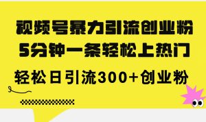 （11754期）视频号暴力引流创业粉，5分钟一条轻松上热门，轻松日引流300+创业粉-LH资源分享网