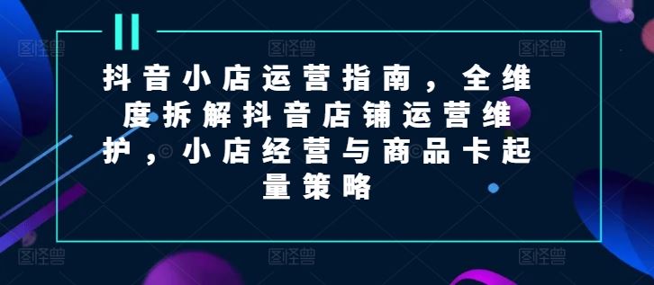 抖音小店运营指南，全维度拆解抖音店铺运营维护，小店经营与商品卡起量策略-LH资源分享网