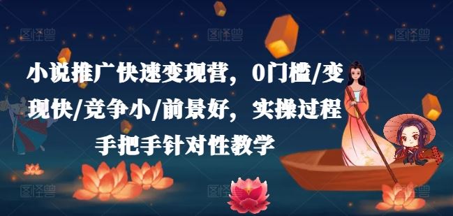小说推广快速变现营，0门槛/变现快/竞争小/前景好，实操过程手把手针对性教学-LH资源分享网
