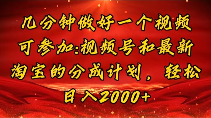 （11835期）几分钟一个视频，可在视频号，淘宝同时获取收益，新手小白轻松日入2000…-LH资源分享网