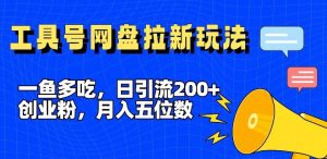一鱼多吃，日引流200+创业粉，全平台工具号，网盘拉新新玩法月入5位数【揭秘】-LH资源分享网