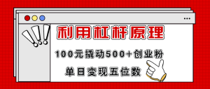 （11859期）利用杠杆100元撬动500+创业粉，单日变现5位数-LH资源分享网