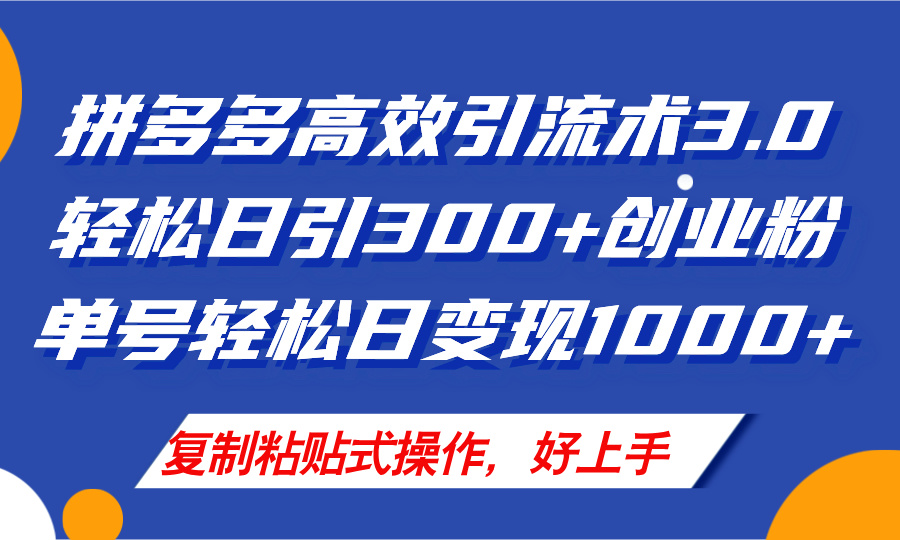 （11917期）拼多多店铺引流技术3.0，日引300+付费创业粉，单号轻松日变现1000+-LH资源分享网