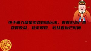快手磁力聚星游戏自撸玩法，看看游戏广告获得收益，稳定项目，收益看自己时间【揭秘】-LH资源分享网