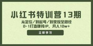 （11963期）小红书特训营13期，从定位/到起号/到变现全路径，0-1打造赚钱IP，月入10w+-LH资源分享网