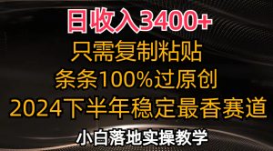 (12010期)日收入3400+,只需复制粘贴,条条过原创,2024下半年最香赛道,小白也…-LH资源分享网