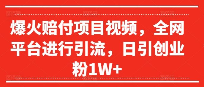 爆火赔付项目视频，全网平台进行引流，日引创业粉1W+【揭秘】-LH资源分享网
