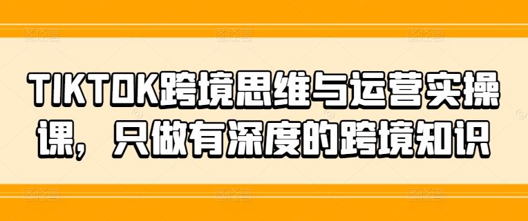 TIKTOK跨境思维与运营实操课，只做有深度的跨境知识-LH资源分享网