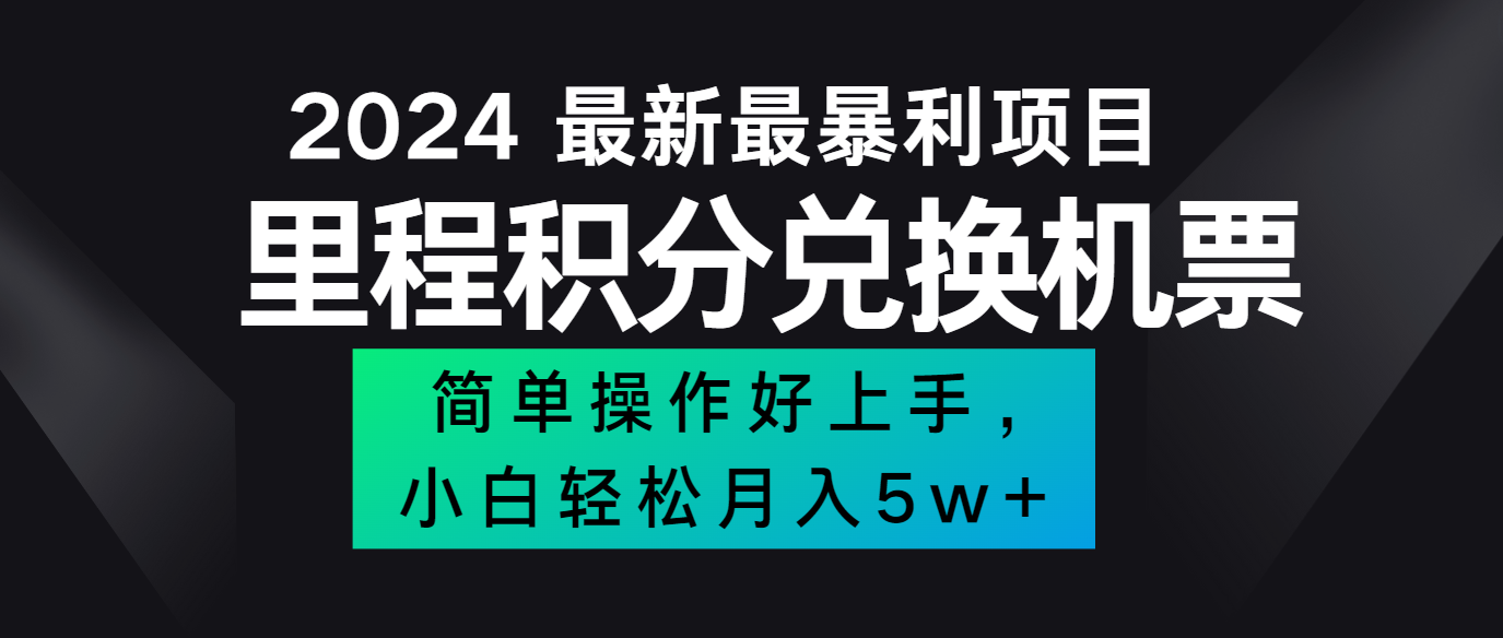 2024最新里程积分兑换机票，手机操作小白轻松月入5万+-LH资源分享网