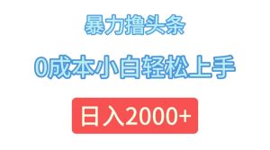 (12068期)暴力撸头条,0成本小白轻松上手,日入2000+-LH资源分享网