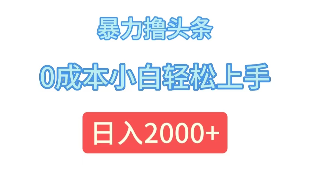 （12068期）暴力撸头条，0成本小白轻松上手，日入2000+-LH资源分享网