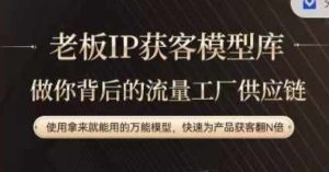 老板IP流量供应链，动作越少，账号越好，使用拿来就能用的万能模型，快速为产品获客翻N倍-LH资源分享网