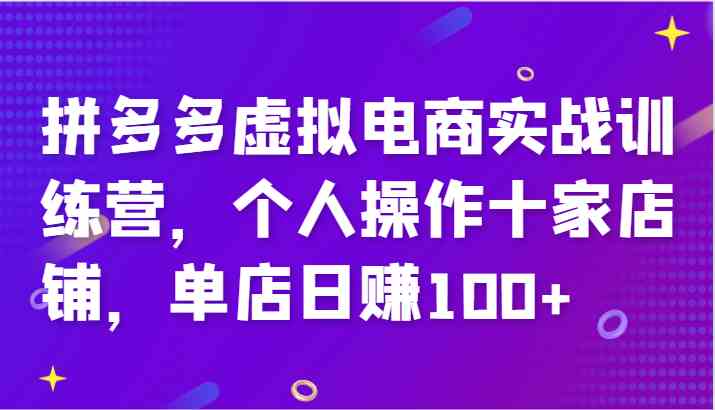 拼多多虚拟电商实战训练营，个人操作十家店铺，单店日赚100+-LH资源分享网
