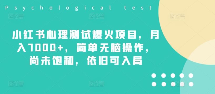 小红书心理测试爆火项目，月入7000+，简单无脑操作，尚未饱和，依旧可入局-LH资源分享网