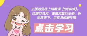 主播运营线上陪跑课【8月新课】，拉爆自然流，做懂流量的主播，新规政策下，自然流破圈攻略-LH资源分享网