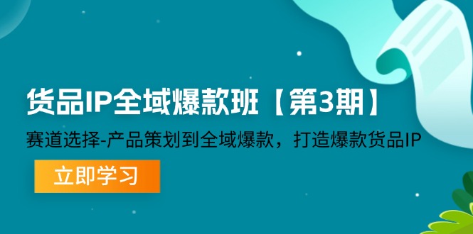 货品IP全域爆款班【第3期】赛道选择、产品策划到全域爆款，打造爆款货品IP-LH资源分享网