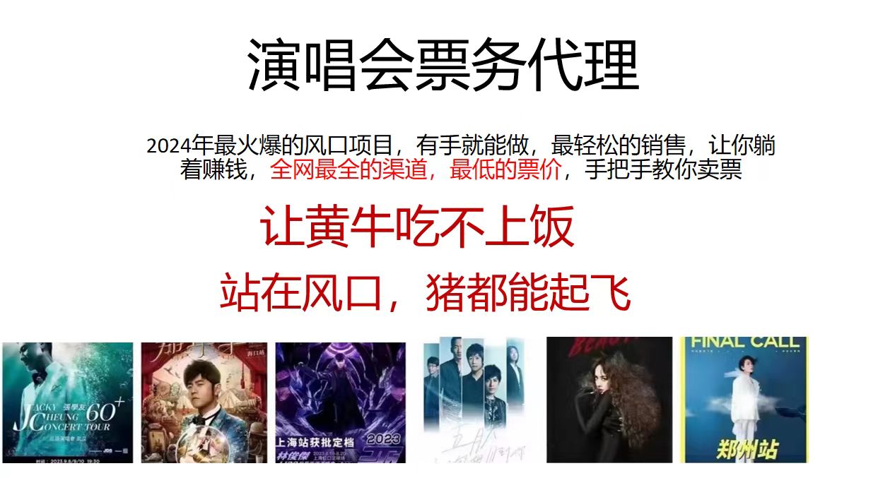 （12111期）演唱会门票代理，2024年低价票，小白能上手，手把手教你卖票，日入2000+-LH资源分享网