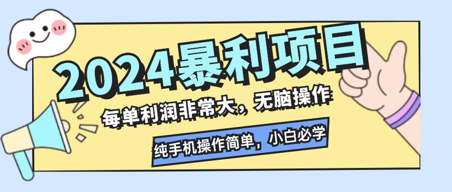 （12130期）2024暴利项目，每单利润非常大，无脑操作，纯手机操作简单，小白必学项目-LH资源分享网