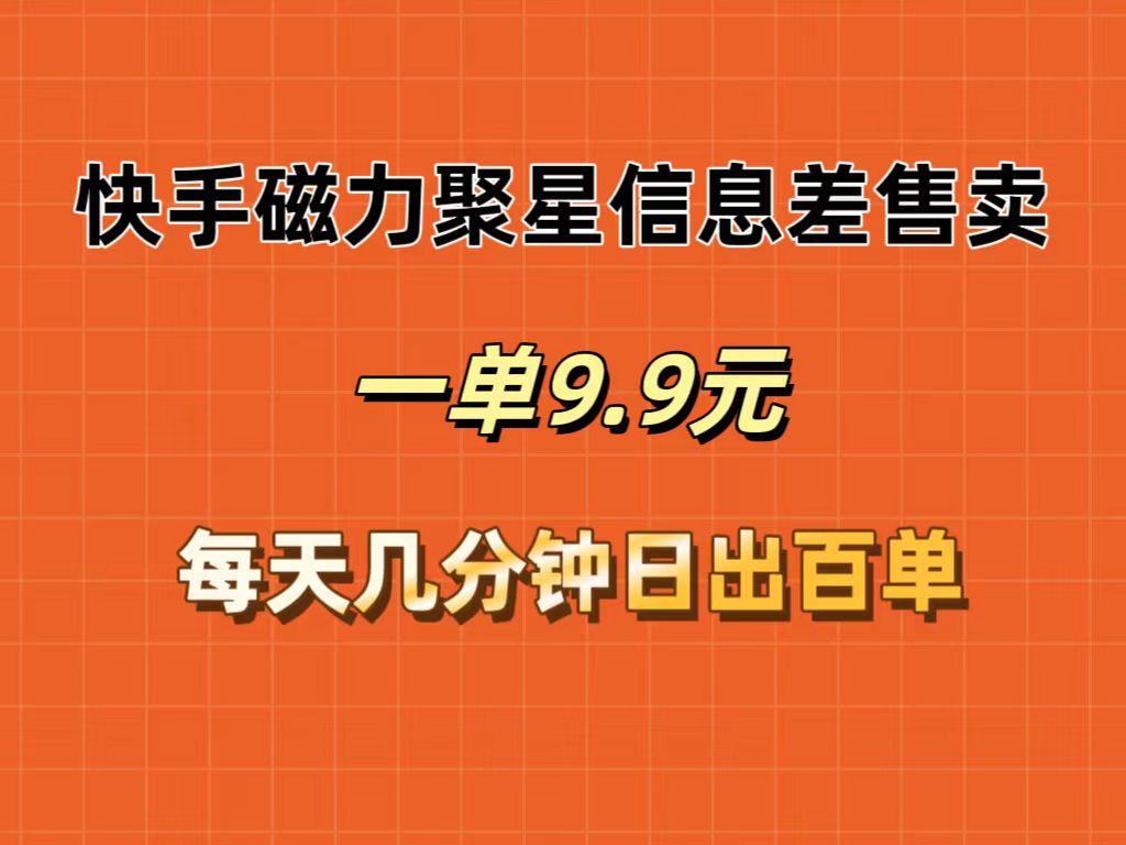 （12150期）快手磁力聚星信息差售卖，一单9.9.每天几分钟，日出百单-LH资源分享网