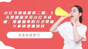 小红书训练营第二期,5天帮助你学会小红书店铺,用最简单的方式帮助大家快速赚到钱-LH资源分享网