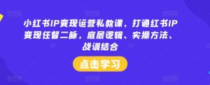 小红书IP变现运营私教课,打通红书IP变现任督二脉,底层逻辑、实操方法、战训结合-LH资源分享网