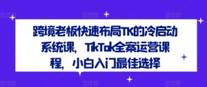 跨境老板快速布局TK的冷启动系统课,TikTok全案运营课程,小白入门最佳选择-LH资源分享网