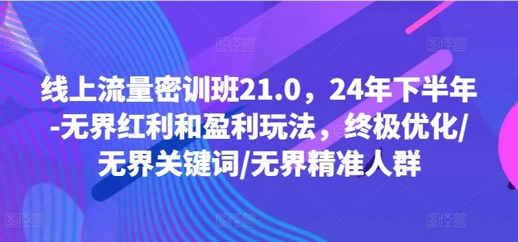 线上流量密训班21.0，24年下半年-无界红利和盈利玩法，终极优化/无界关键词/无界精准人群-LH资源分享网