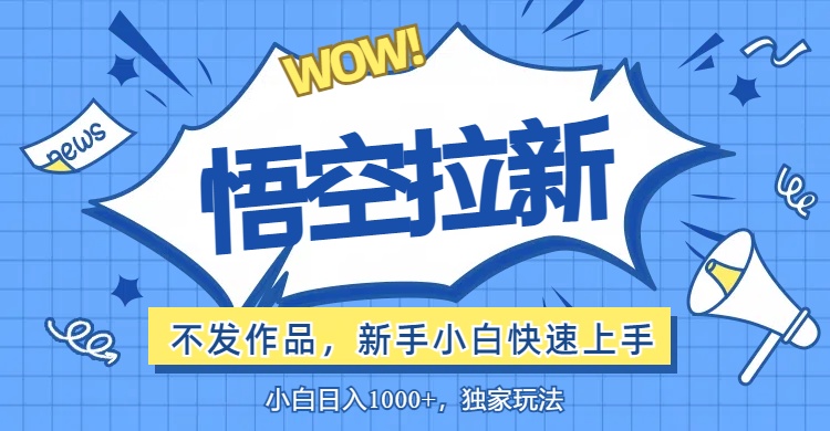 （12243期）悟空拉新最新玩法，无需作品暴力出单，小白快速上手-LH资源分享网