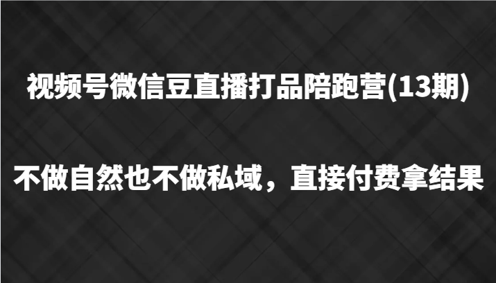 视频号微信豆直播打品陪跑(13期)，不做不自然流不做私域，直接付费拿结果-LH资源分享网