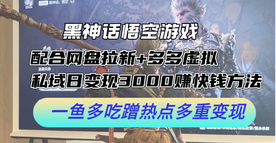 （12316期）黑神话悟空游戏配合网盘拉新+多多虚拟+私域日变现3000+赚快钱方法。…-LH资源分享网