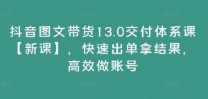 抖音图文带货13.0交付体系课【新课】,快速出单拿结果,高效做账号-LH资源分享网