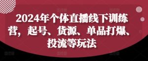 2024年个体直播训练营，起号、货源、单品打爆、投流等玩法-LH资源分享网