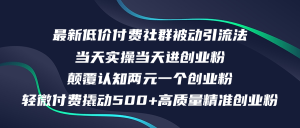 （12346期）最新低价付费社群日引500+高质量精准创业粉，当天实操当天进创业粉，日…-LH资源分享网